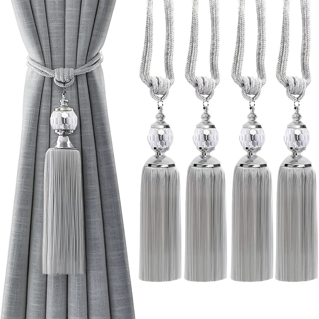 Pearl & Tassel Luxe - Rope Tie Backs Tassel Tiebacks Crystal Pearl (Pair)
