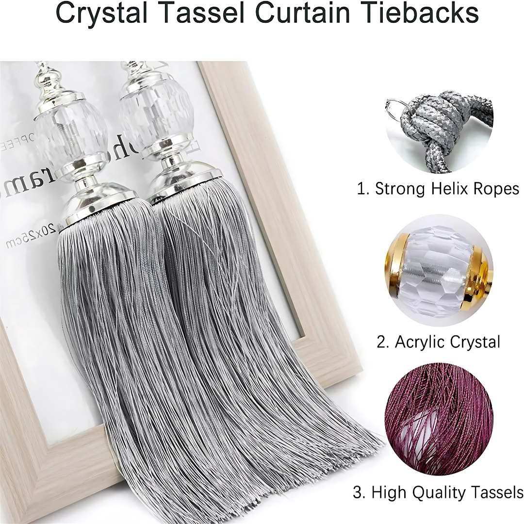Pearl & Tassel Luxe - Rope Tie Backs Tassel Tiebacks Crystal Pearl (Pair)
